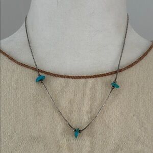 Liquid  Silver & Turquoise Nugget Necklace